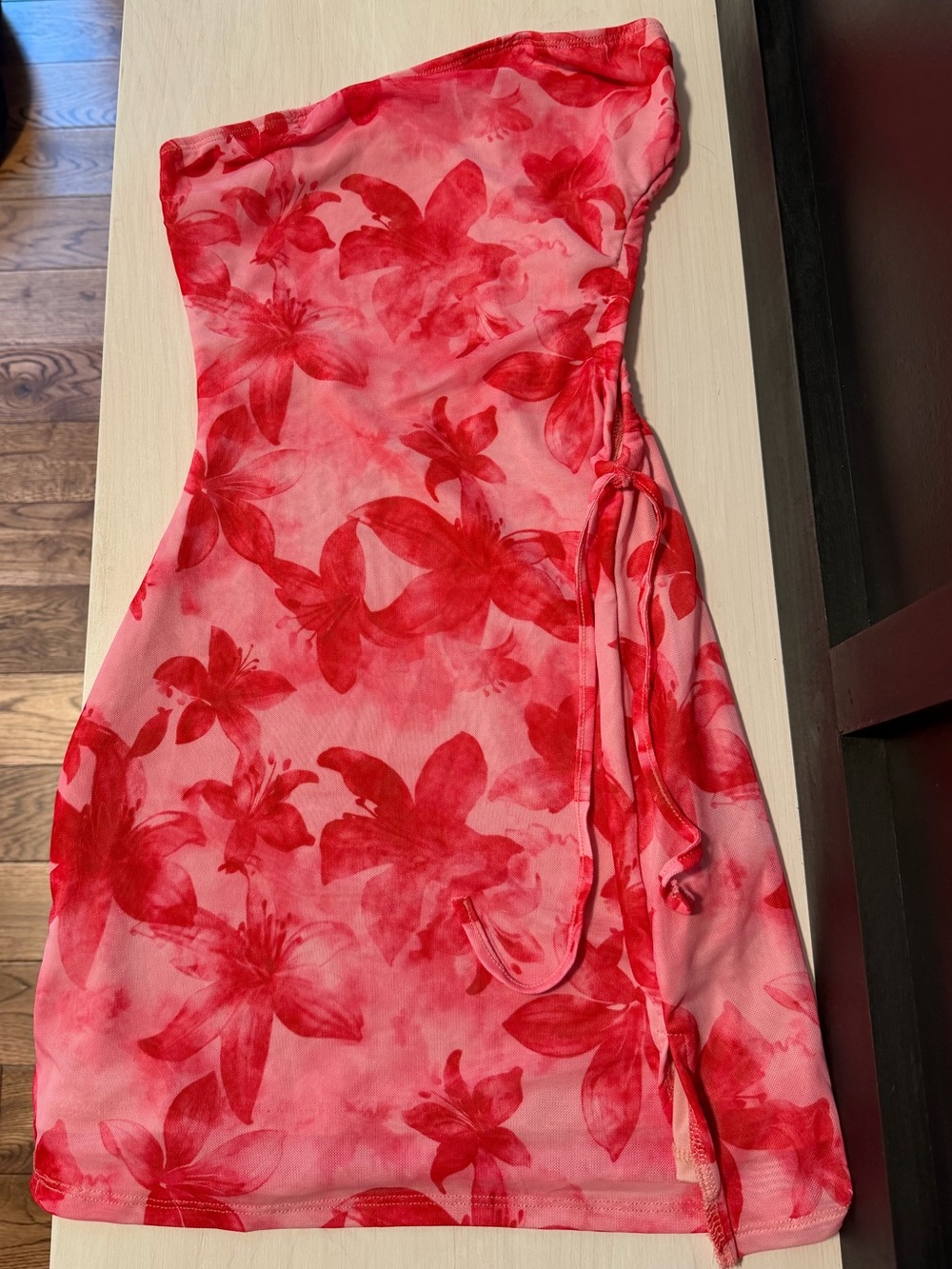 SHEIN Hot Pink -One Shoulder Floral Dress